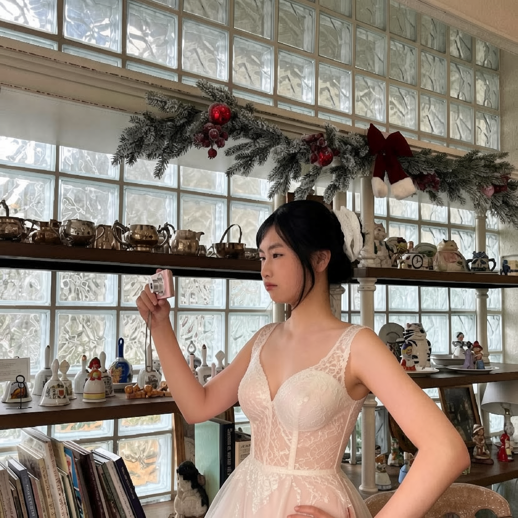 Change her clothes to sexy transparent wedding dress without underwear