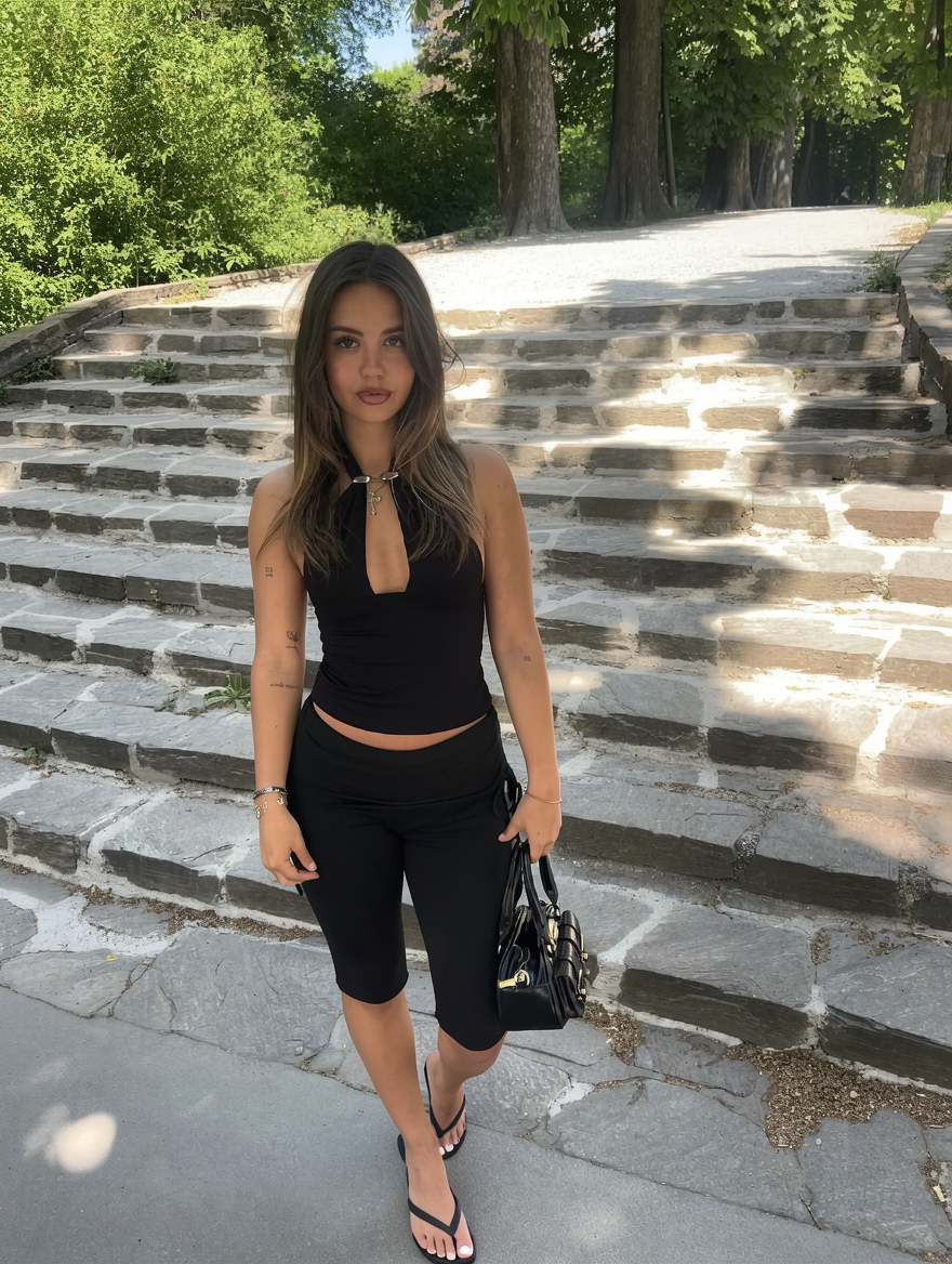extend the picture so that you can see her beautiful feet in her flip flops, she has white toe nails