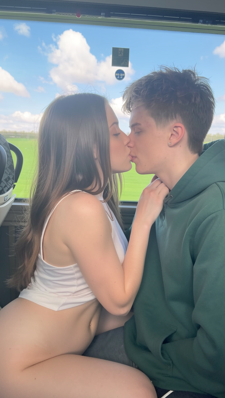 Make these 2 make out intensly from the side so u can’t see the girls face only clothes and hair. Take off her shirt and pants