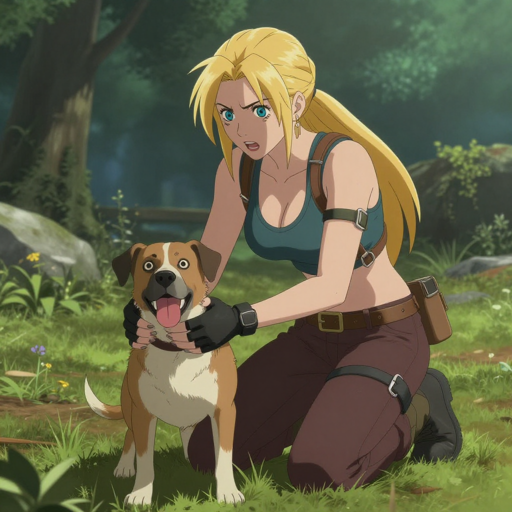 jill valentine got grope by a dog.