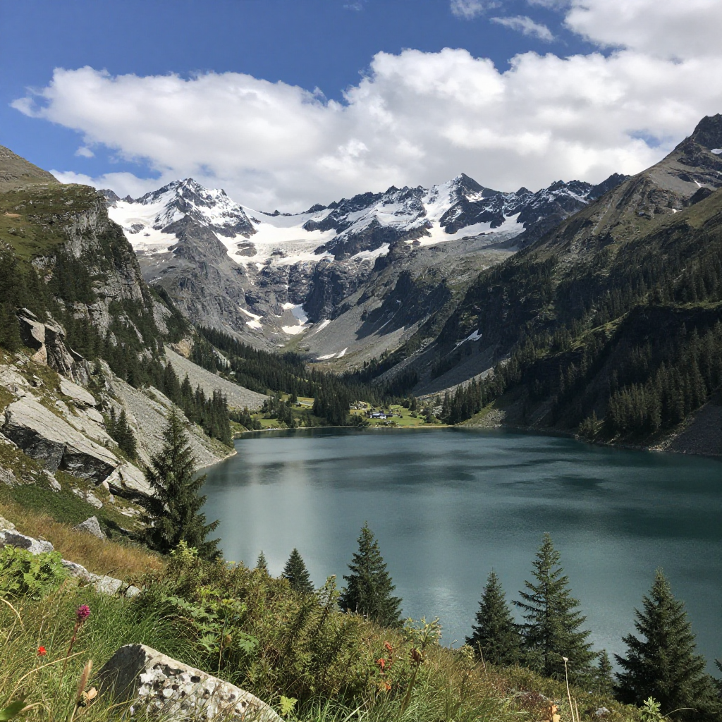 Un beau paysage avec des montagnes et un lac
