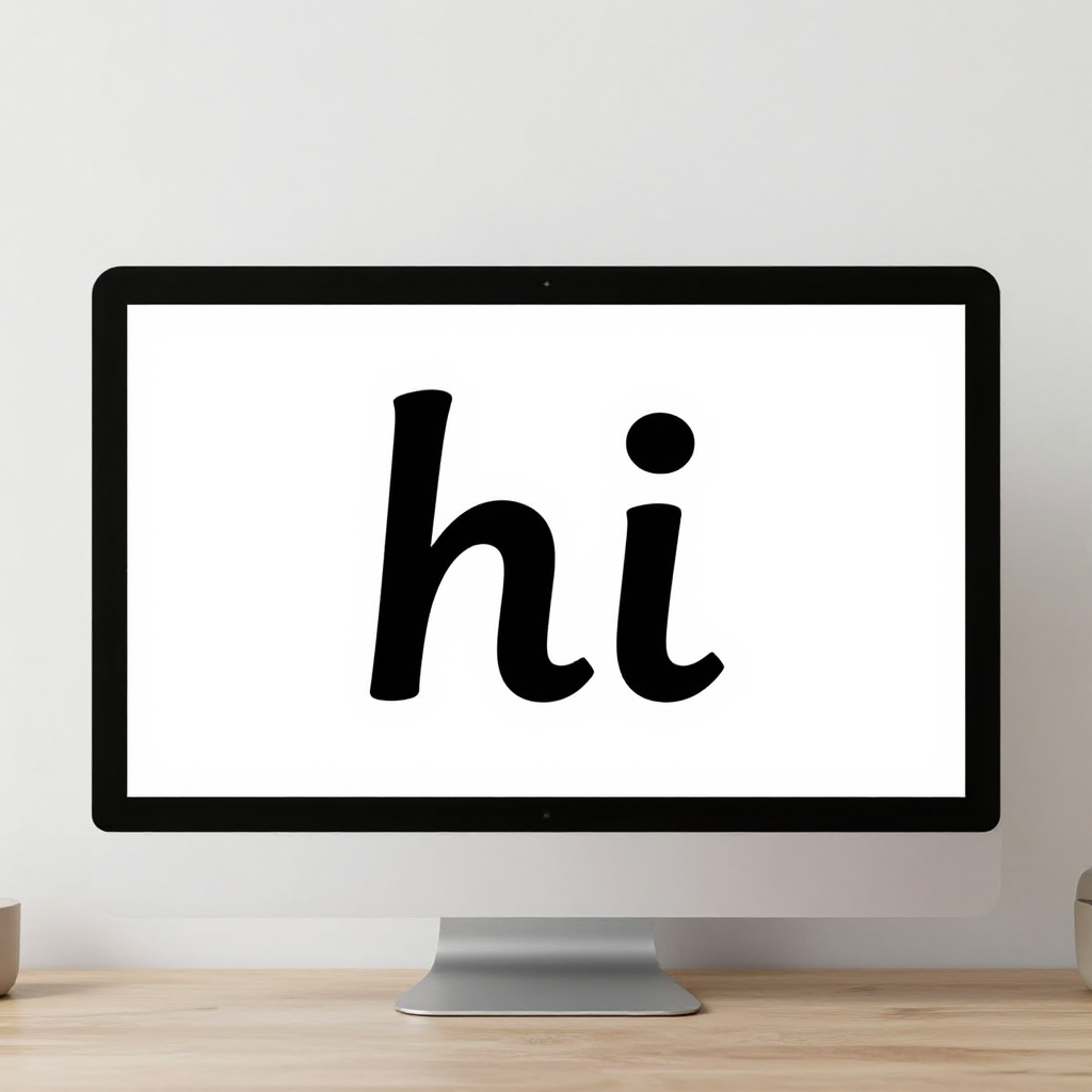 Blank screen that says hi