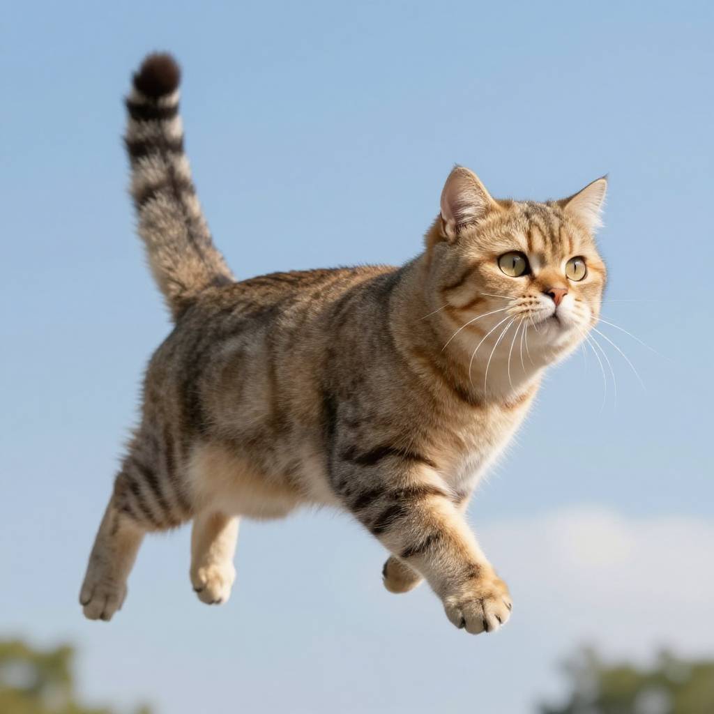 A giant cat flying in the sky