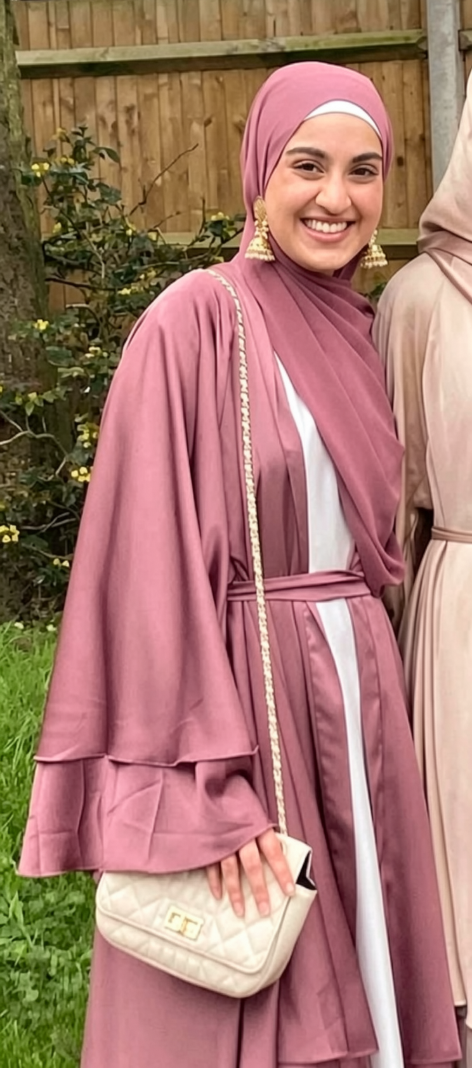 Abaya parted all the way down middle, no clothes underneath