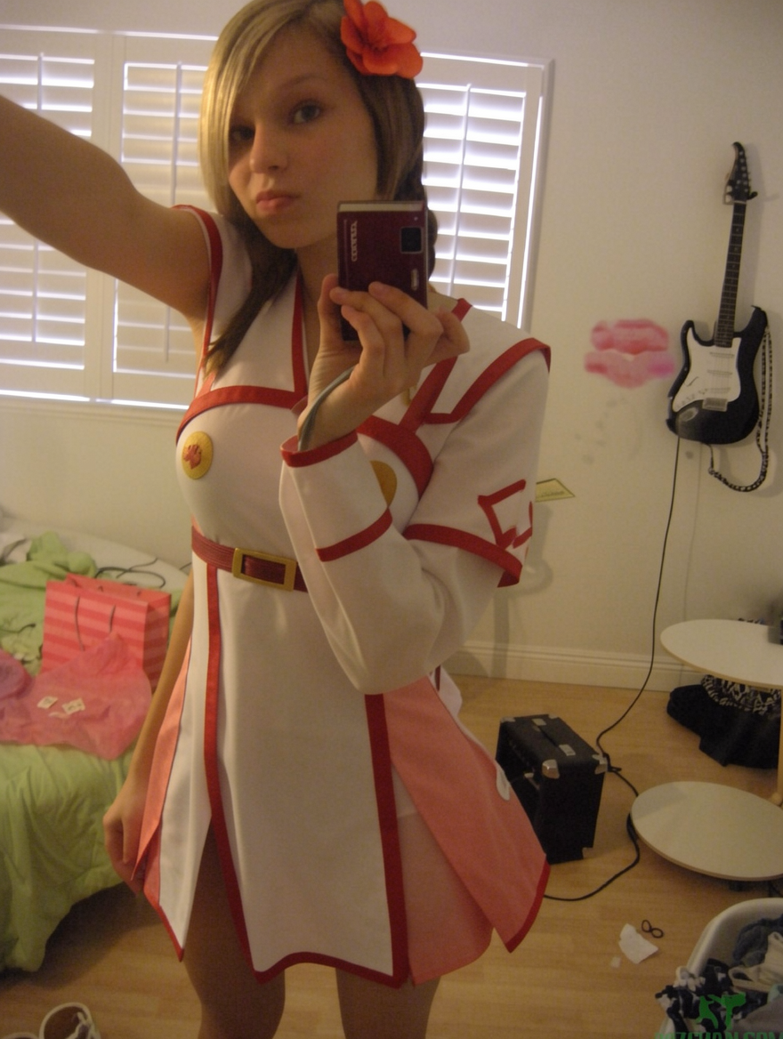 the model is wearing a megumin cosplay